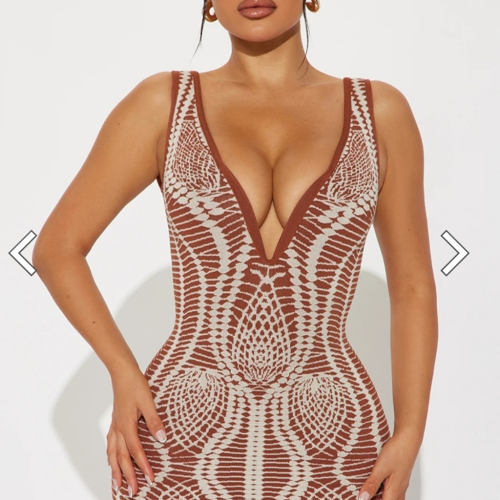 Small Brown/Cream Maxi Dress by Fashion Nova